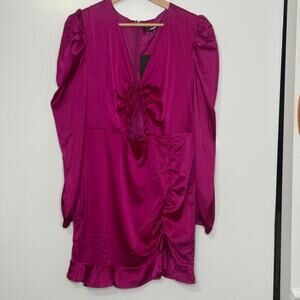 Pink satin mini dress with